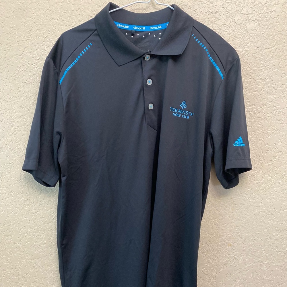 Adidas Men's Polo Shirt in Black with Blue Accents